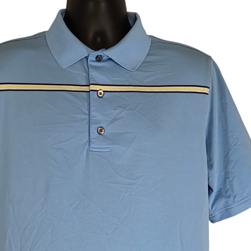 FootJoy‎ Athletic Fit Golf Polo Shirt Blue Striped Mens Size M  *Read